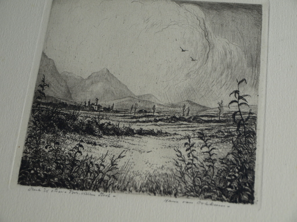 Hans van Dokkum (1908-1995) : Ets – Zwitsers landschap – gesigneerd – ca 1950 kopen? Bied vanaf 1!