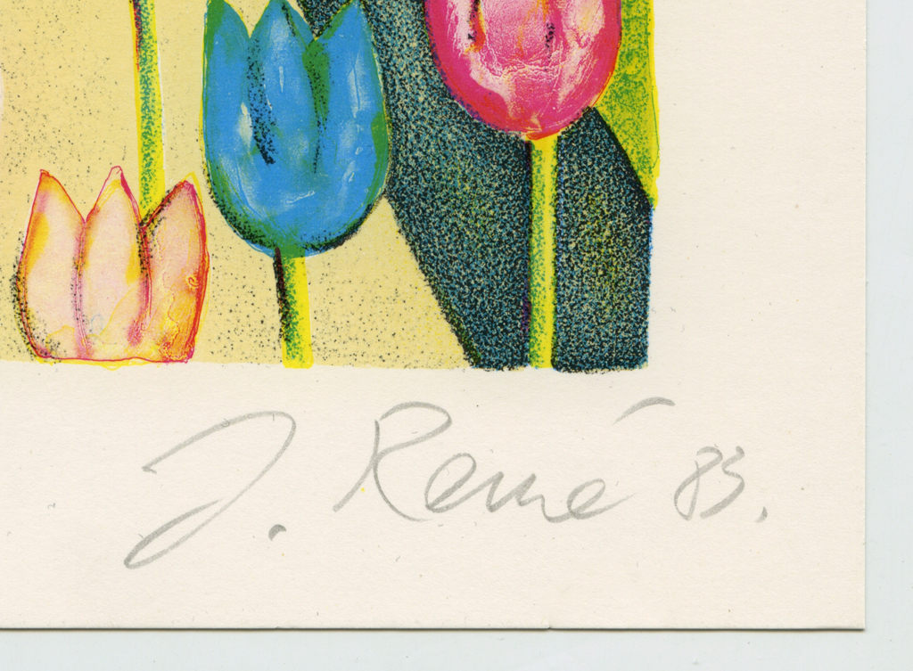 Jörg Remé, originele litho, ‘Tulpen’ 1983, handgesigneerd kopen? Bied vanaf 10!