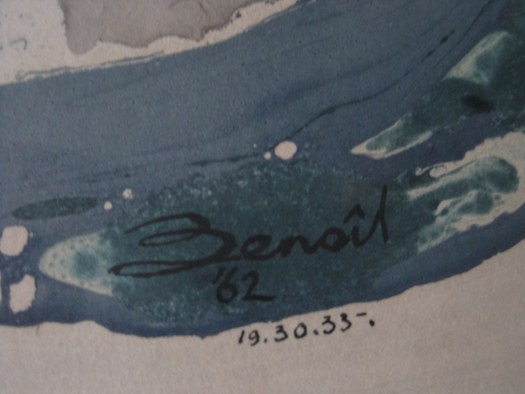 Boeiende abstracte aquarel "Genesis 19.30.33" gesigneerd Benoit 1962  kopen? Bied vanaf 1!