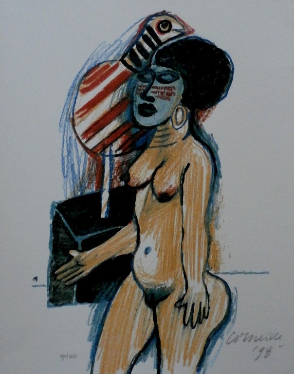 Corneille -  zeefdruk: Femme Africaine - 1998 verkocht voor € 125!
