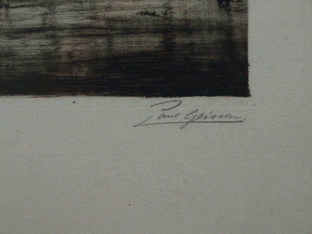 Paul Geissler : ets, Nikolaikirche Hamburg – gesigneerd & ingelijst – ca 1930 kopen? Bied vanaf 1!