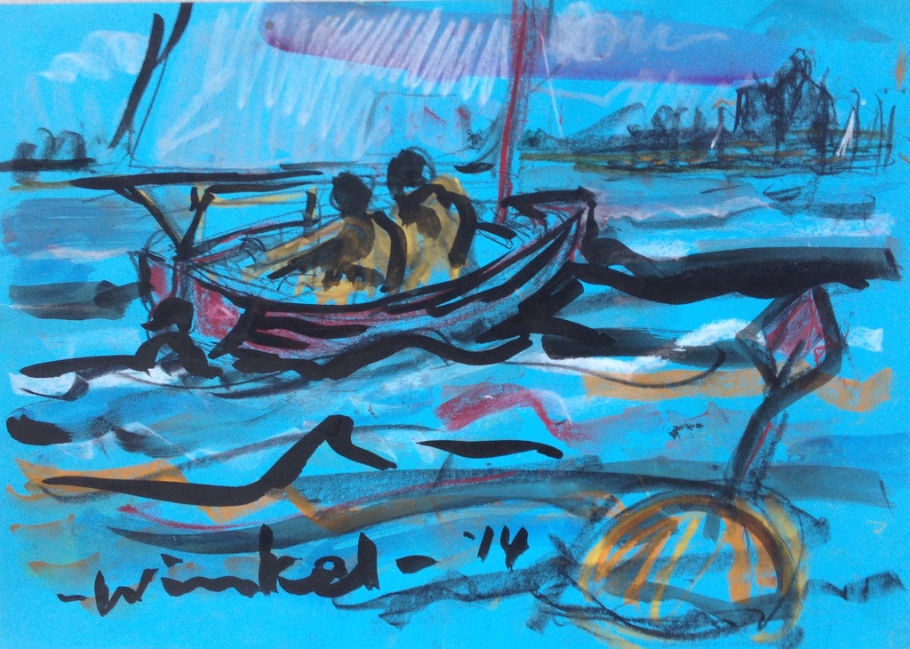 Arien Winkel - IJsselmeer - Origineel werk op papier kopen? Bied vanaf 1!