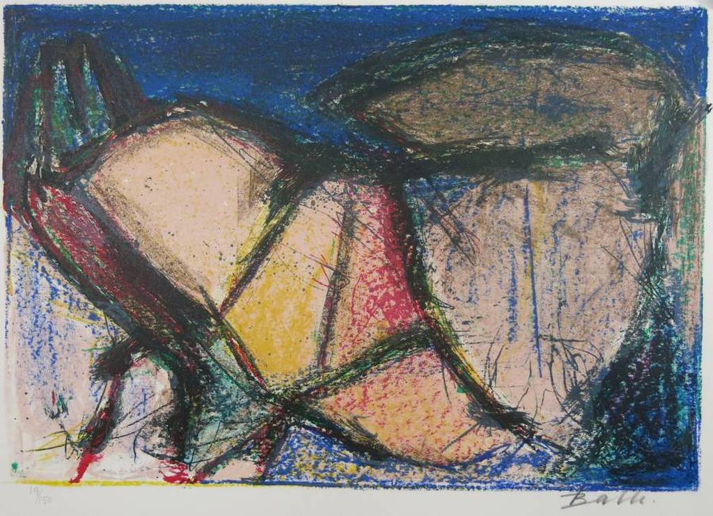 Mogens Balle: Kleurenlitho, Fantasie creatie (CoBrA) verkocht voor € 70!