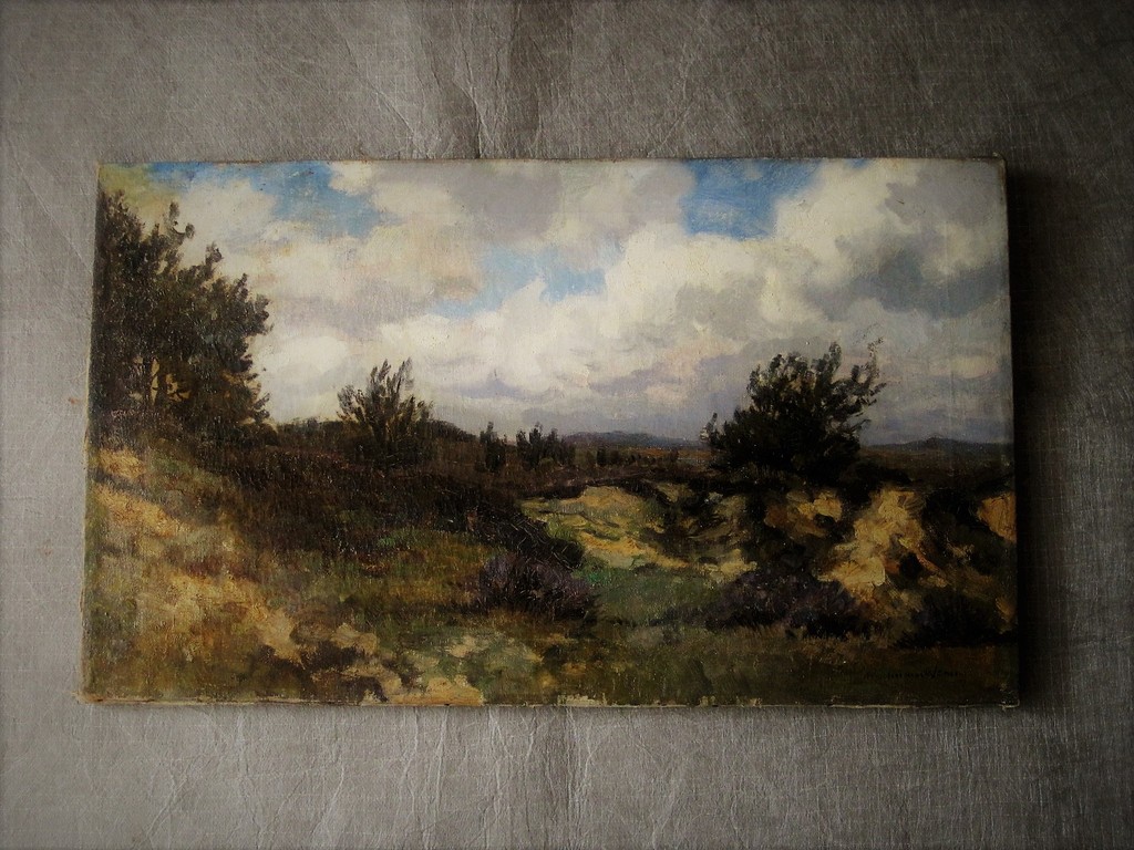 Omstr 1930 geschilderd olieverf "Wolken boven Schiermonnikoog" M.van Waning      kopen? Bied vanaf 1!