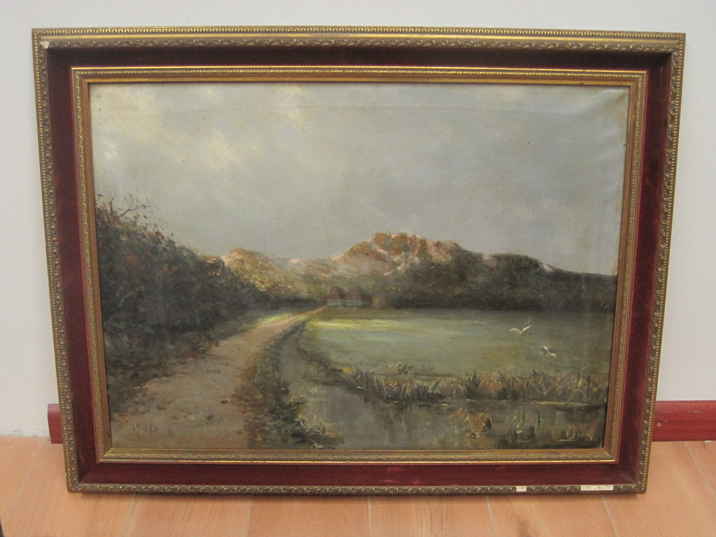 Jan Bleijs 1868-1952 'bergachtig avondlandschap" olieverf ca. 1900 kopen? Bied vanaf 1!