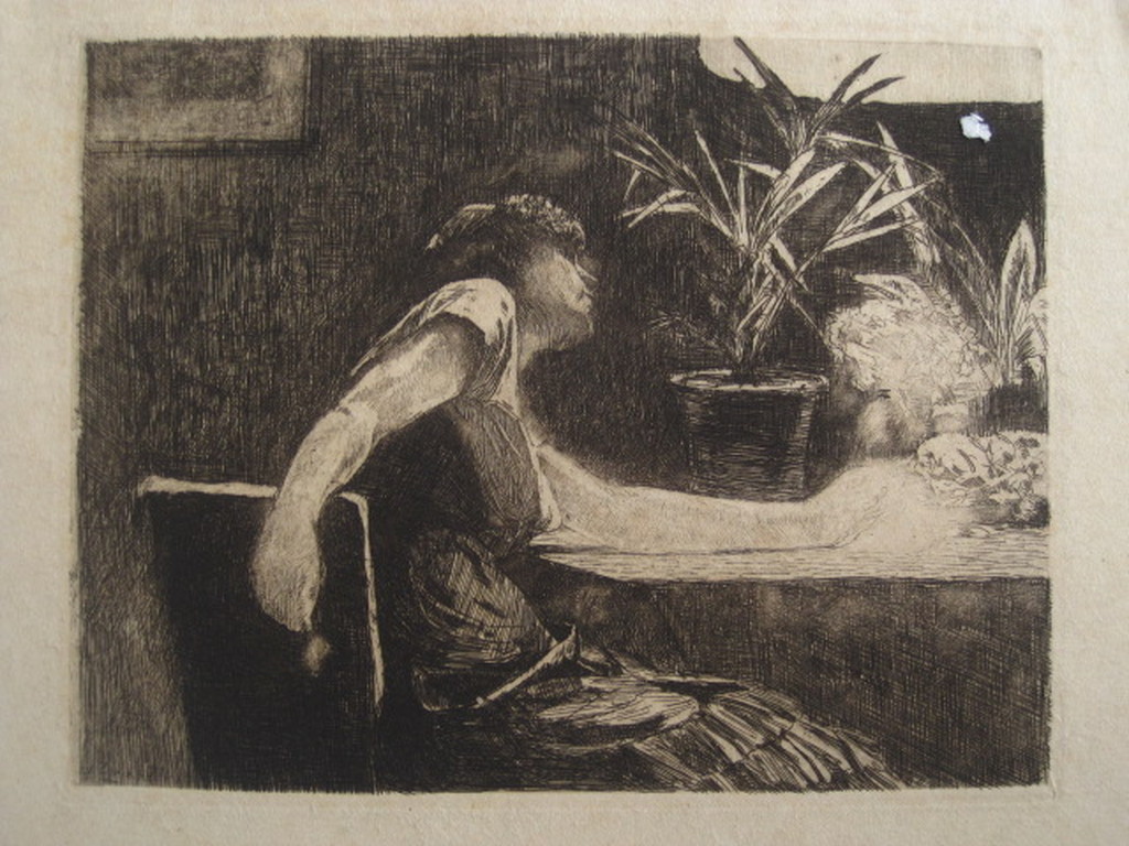 Sfeervolle ets "de brief" van Willem Zwart 1867-1957 gesigneerd ca 1900 verkocht voor € 120!