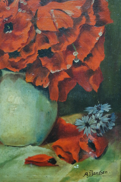 A.J. Janssen (1883-1953) - olieverf op doek - bloemstilleven met papavers kopen? Bied vanaf 49!