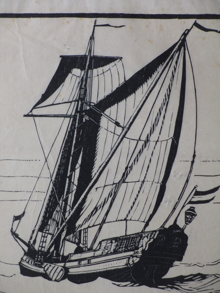 W.J.Dijk, Oud Statenjacht, Houtsnede kopen? Bied vanaf 30!