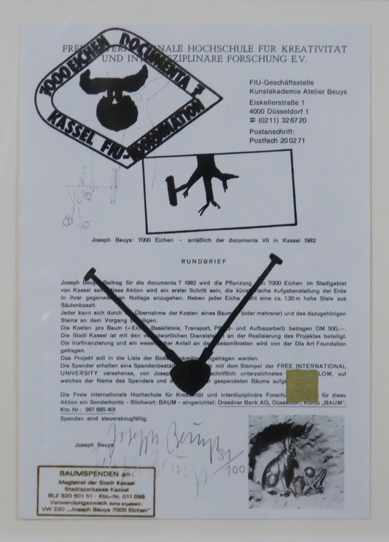 Joseph Beuys: Offset en pochoir op papier, Rundbrief F.I.U. - Ingelijst kopen? Bied vanaf 350!
