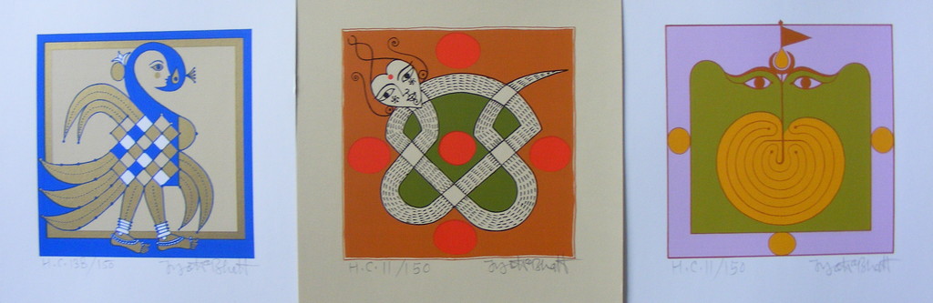 Jyoti Bhatt, set van 3 originele litho's, handgesigneerd! kopen? Bied vanaf 30!