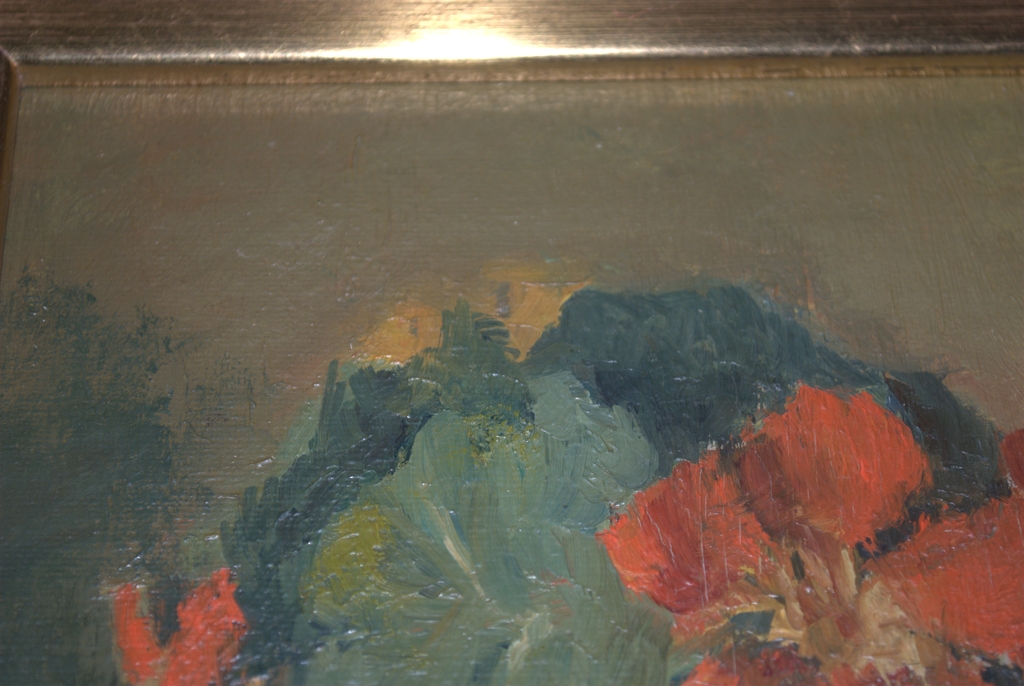 Bloemen in een stenen vaas - olieverf marouflé kopen? Bied vanaf 35!