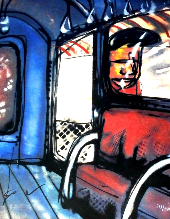 Herman Brood - mooi zwevend ingelijste zeefdruk: Metro verkocht voor € 350!