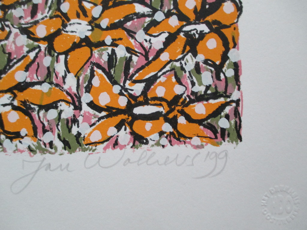 Jan Wolkers, zeefdruk 1999 "Bloei in de sneeuw" kopen? Bied vanaf 200!