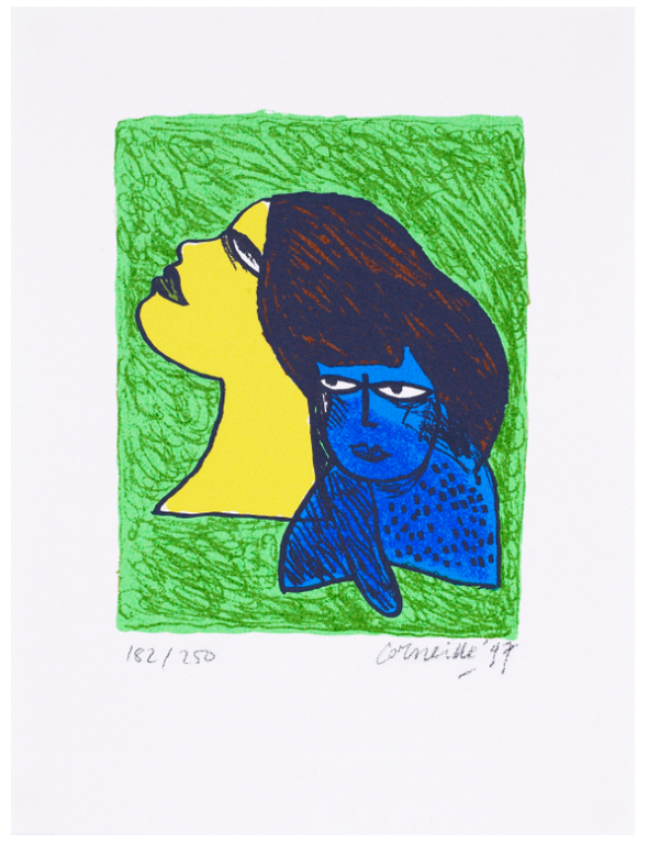 Corneille: Zeefdruk, Femme au chat bleu verkocht voor € 60!