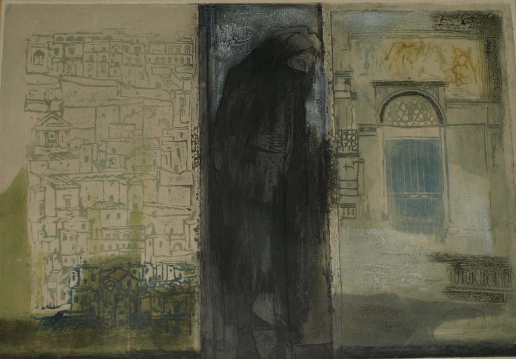 Ru van Rossem (1924-2007) : Ets en reliëfdruk – “Cara Italia” – Ingelijst - 1984 kopen? Bied vanaf 150!