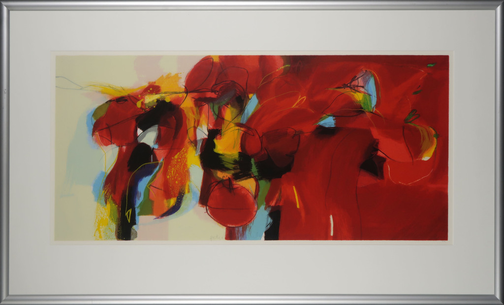 Pieter Vermeulen: Zeefdruk, Rood geschikt - Ingelijst verkocht voor € 80!