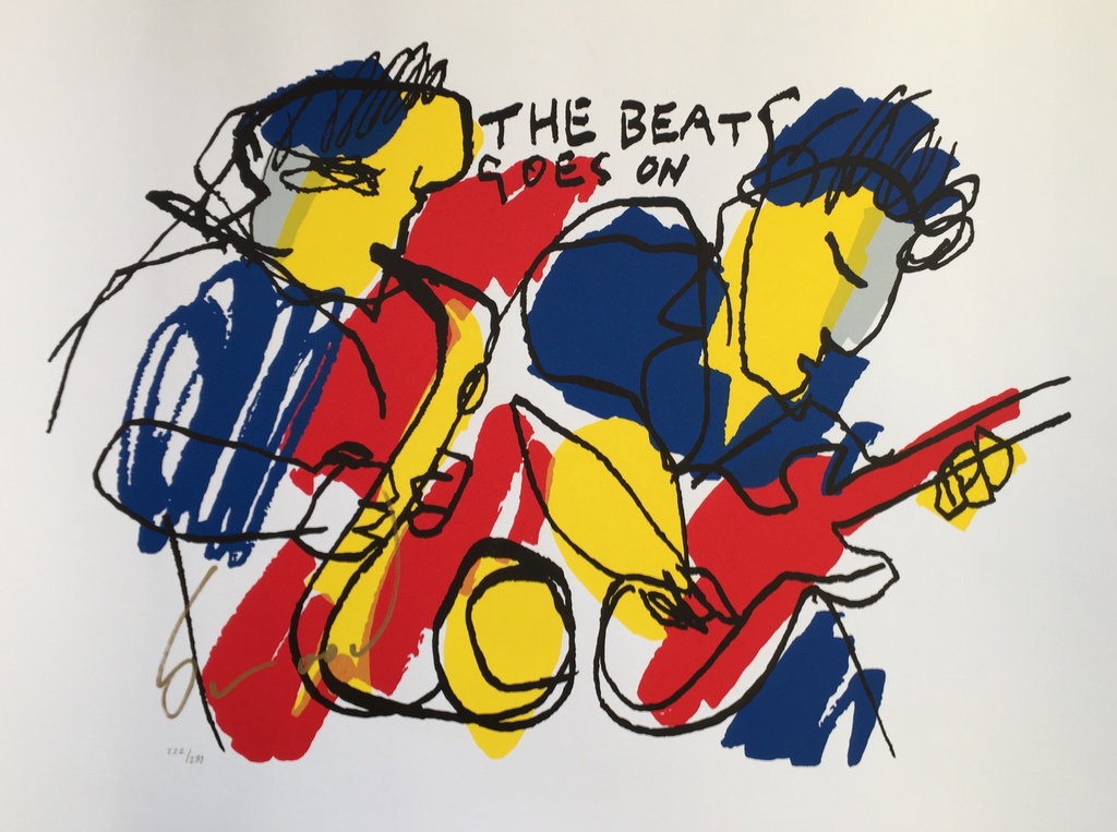 Herman Brood - The Beat Goes On 2 - Originele hand gesigneerde zeefdruk verkocht voor € 100!