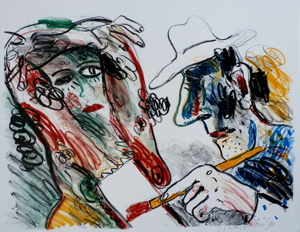 Anton Martineau - zeefdruk: de schilder en zijn model verkocht voor € 80!