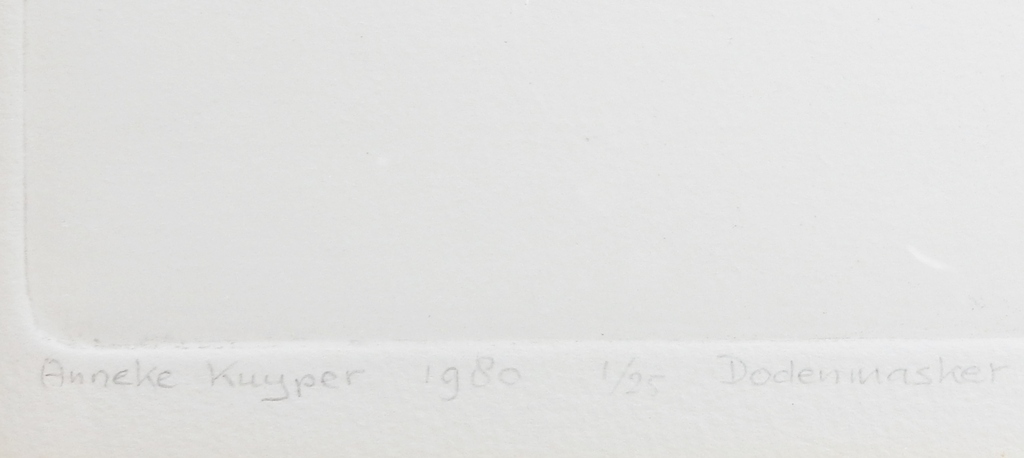 Anneke Kuyper (1942) - ets Dodenmasker - 1980 kopen? Bied vanaf 50!