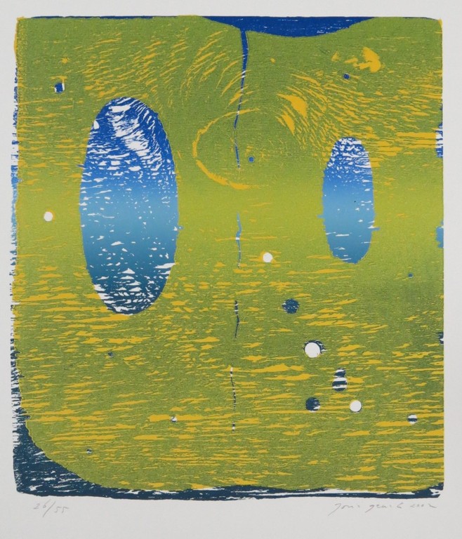Joris Geurts: Houtsnede, Zonder titel (geel/blauw) verkocht voor € 38!