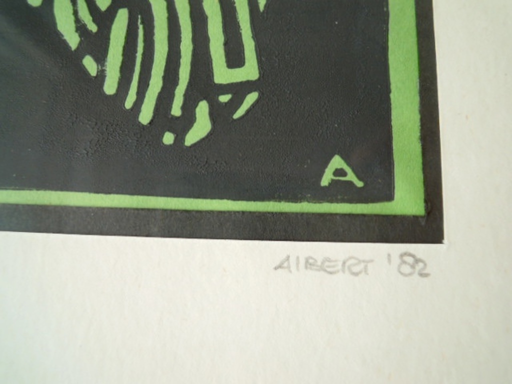 Prachtige linodruk gesigneerd ALBERT '82 - nr. 3/4 = 32 X 24 cm   kopen? Bied vanaf 10!