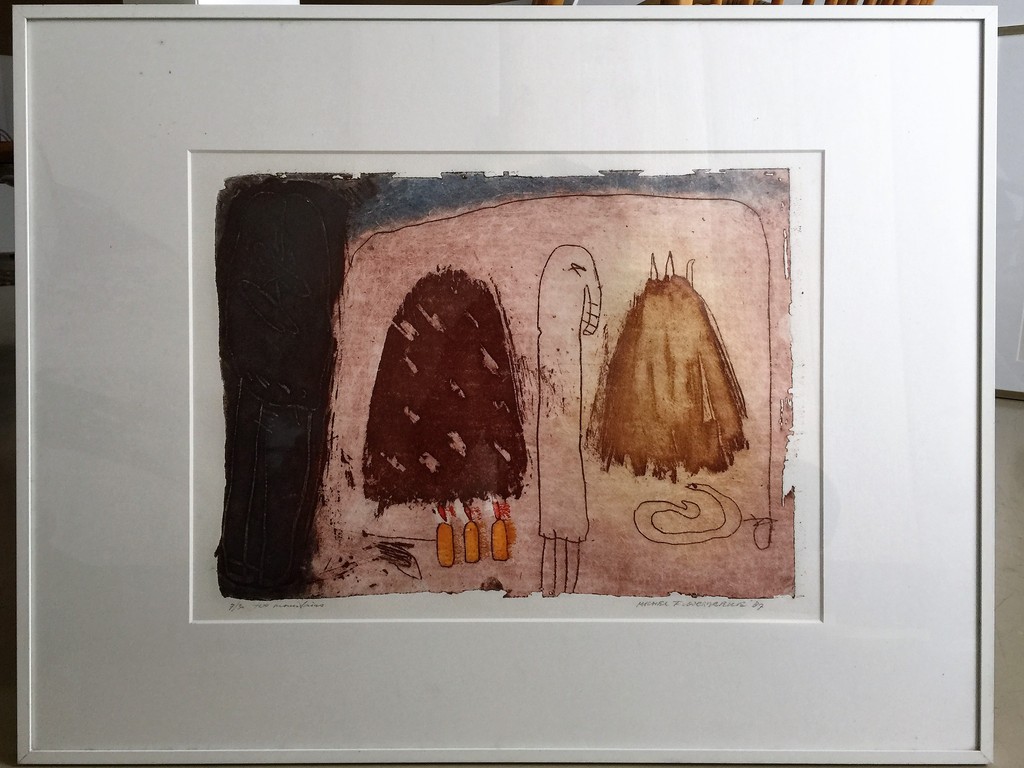 Michel van Overbeeke: Kleurets, Two Mountains, Ingelijst verkocht voor € 40!