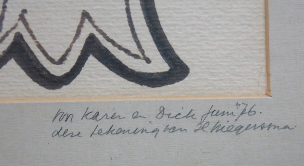 Hendrik Wiegersma: Inkttekening, Hand met Slang -Ingelijst kopen? Bied vanaf 70!