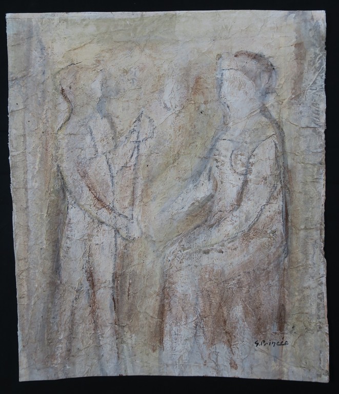 Gerard Princee: Gemengde techniek, Voorstelling met twee figuren verkocht voor € 40!