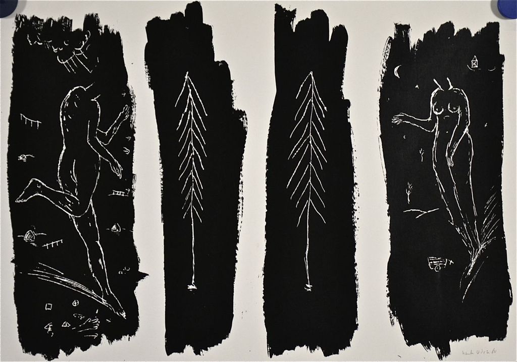 Henk Visch: Zeefdruk. Figuren verkocht voor € 50!