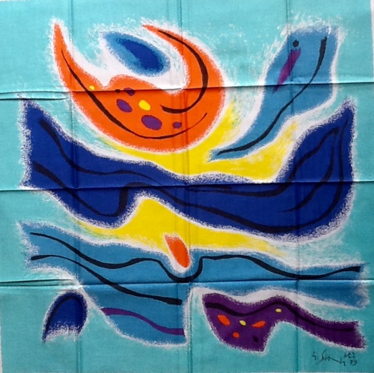 Gustave Singier, zeefdruk op katoenzijde Sjaal /kleed kopen? Bied vanaf 20!