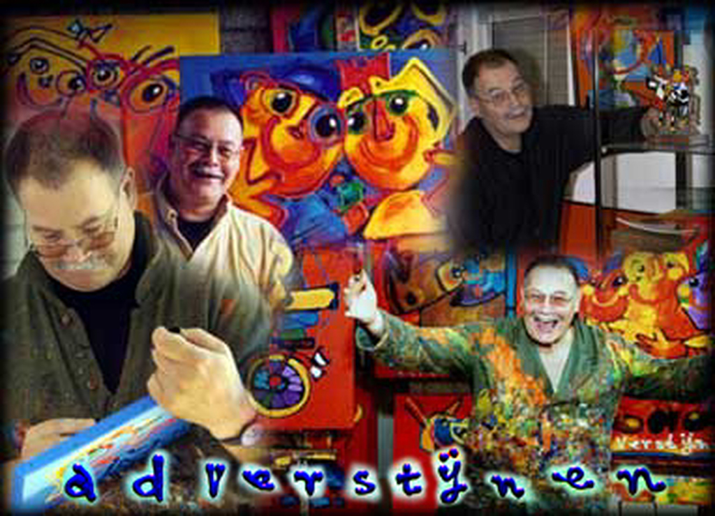 AD VERSTIJNEN, acrylverf op kunsthars beeld: 'Bankstelletje' kopen? Bied vanaf 25!