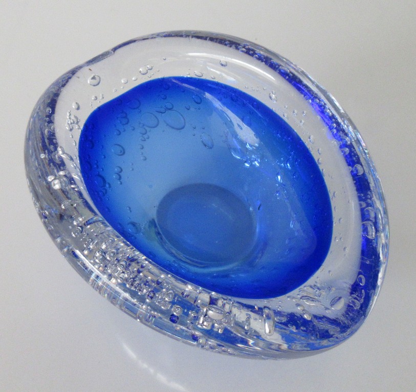 Floris Meydam voor Leerdam - Serica asbak blank en blauw glas met luchtbellen kopen? Bied vanaf 1!