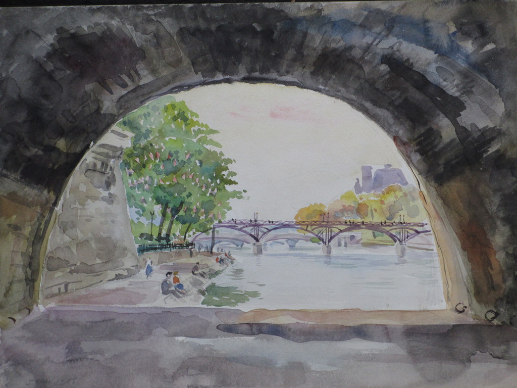 Han Krug, Aan de Seine in Parijs, Aquarel 1956 kopen? Bied vanaf 1!