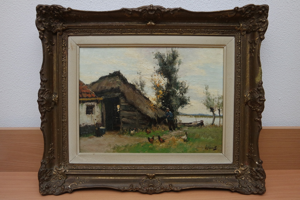 Adrianus Johannes (Arie) ZWART (1903-1981) - olieverf op doek - boerderijgezicht verkocht voor € 325!