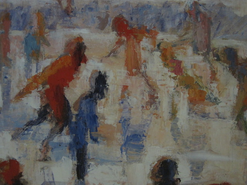 Oud olieverf op doek schilderij "IJspret" onduidelijk gesigneerd omstreeks 1950  kopen? Bied vanaf 1!