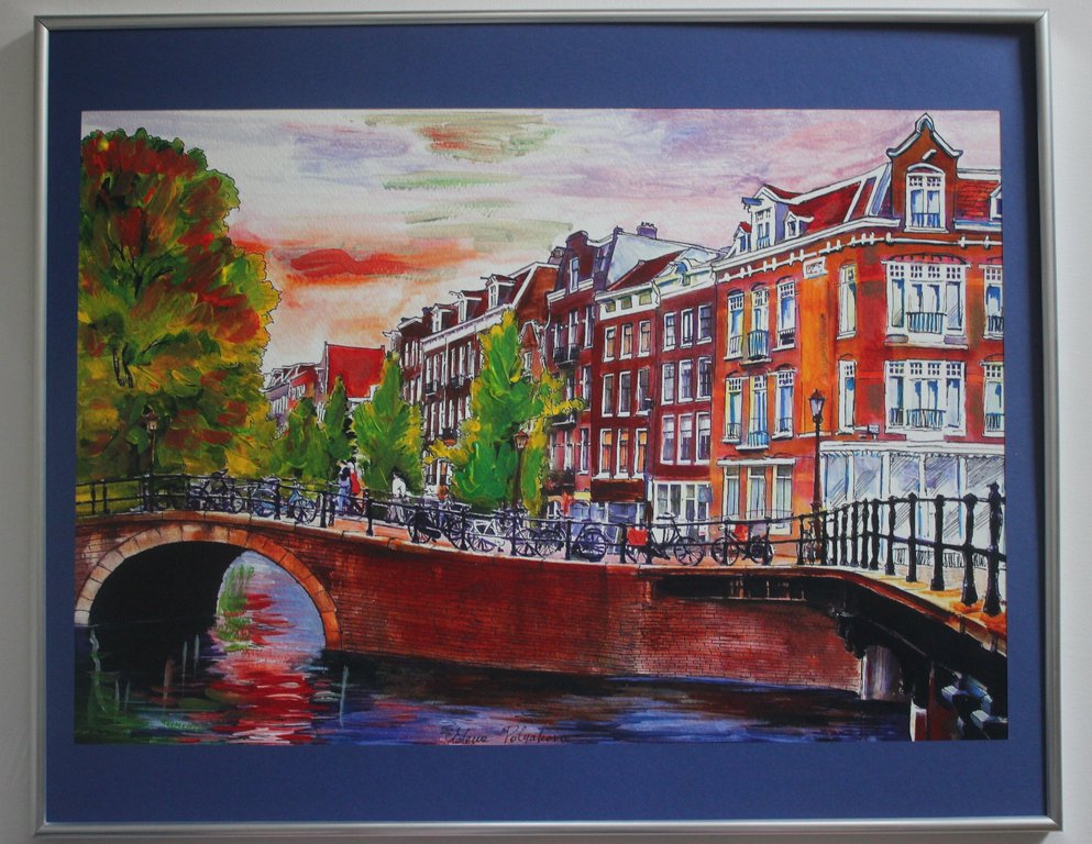 Elena Polyakova:   Amsterdam in kleur, Gemengde techniek kopen? Bied vanaf 100!
