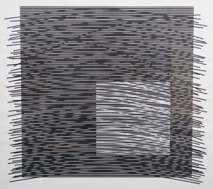 Jesus Rafael Soto: Zeefdruk, Carre Virtuel gris a droite - Ingelijst kopen? Bied vanaf 70!