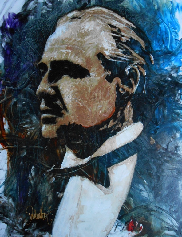 Peter Donkersloot.Groot werk uit de Big Fat Paintingserie.Don Corleone. verkocht voor € 600!