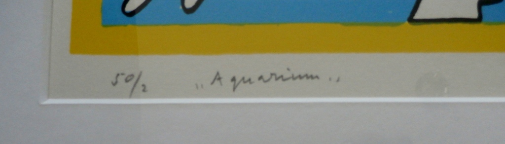 Jan Snoeck - ingelijste zeefdruk: aquarium - 1993 kopen? Bied vanaf 55!