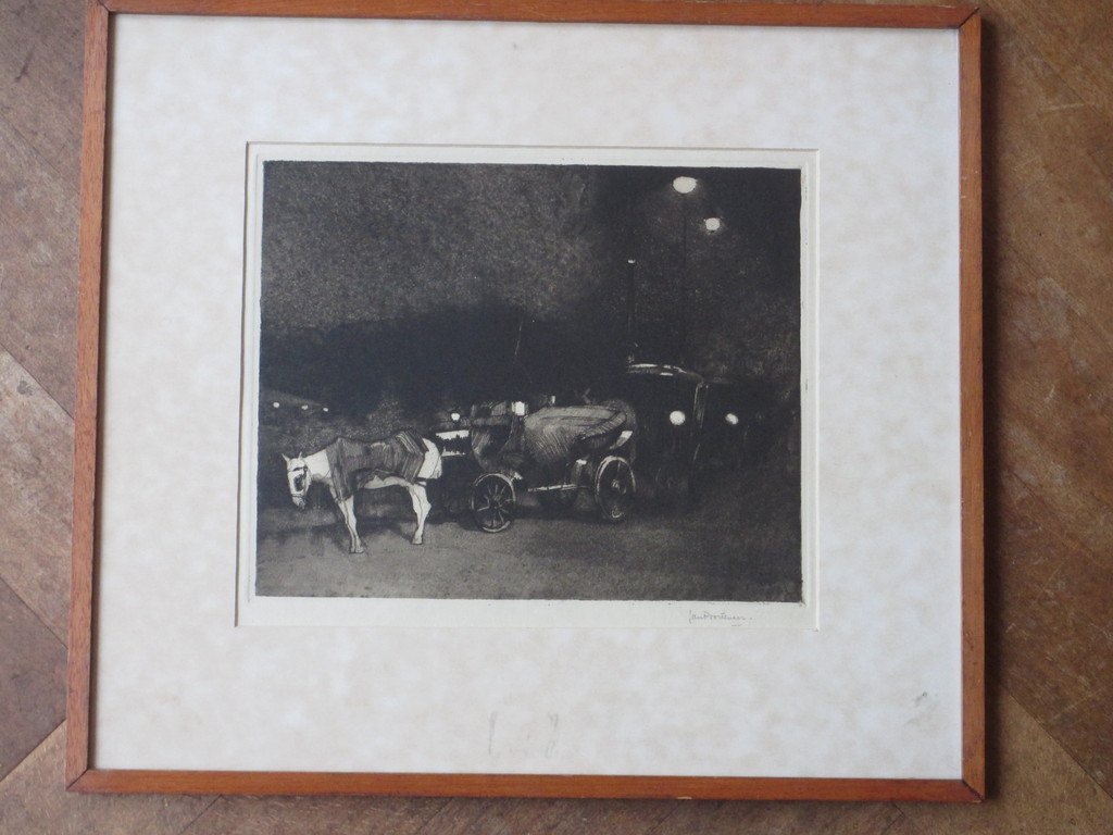 Jan Poortenaar, , Londense rijtuigen bij avond, Ets kopen? Bied vanaf 55!