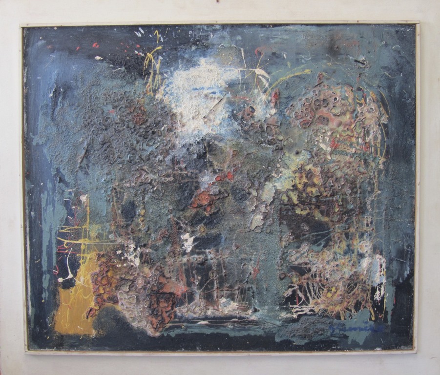 Gérard Grassère, olieverf materie, abstracte compositie verkocht voor € 250!