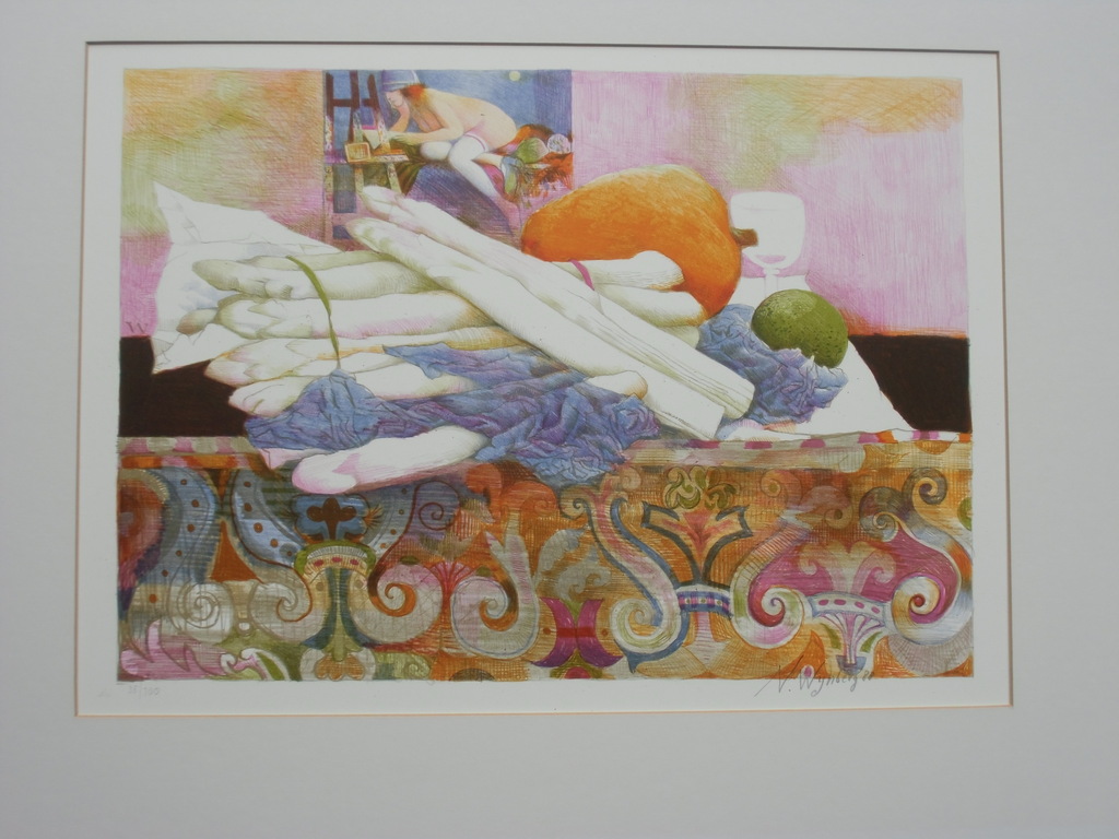 STILLEVEN MET ASPERGES  //  KLEURENLITHO VAN NICOLAAS WIJNBERG kopen? Bied vanaf 100!