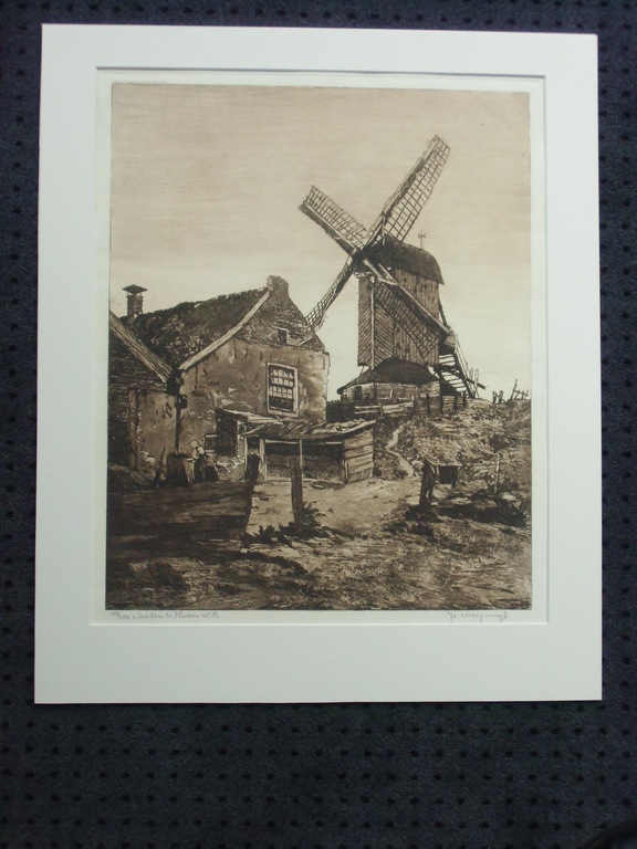 MOLEN TE HUIZEN NH // ETS/AQUATINT VAN HENDRIK WEEGEWIJS verkocht voor € 55!