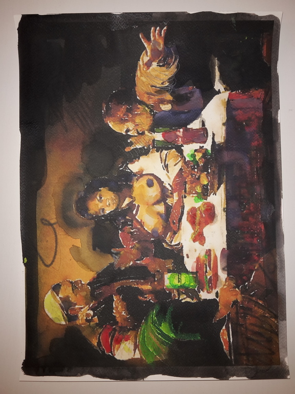 Peter Klashorst - Supper... - gemengde techniek op papier - gesigneerd kopen? Bied vanaf 85!