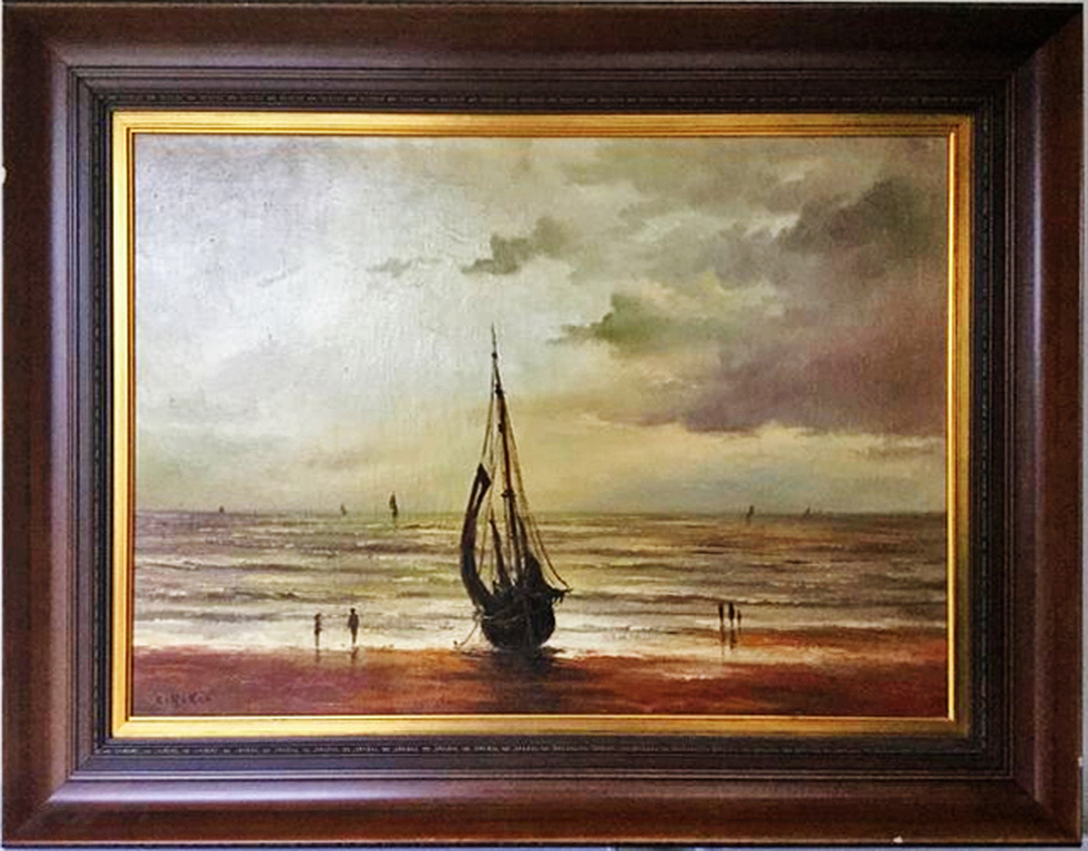 Conrad Van Reken (1879-1959): Olieverf op doek - Boot op het strand kopen? Bied vanaf 150!