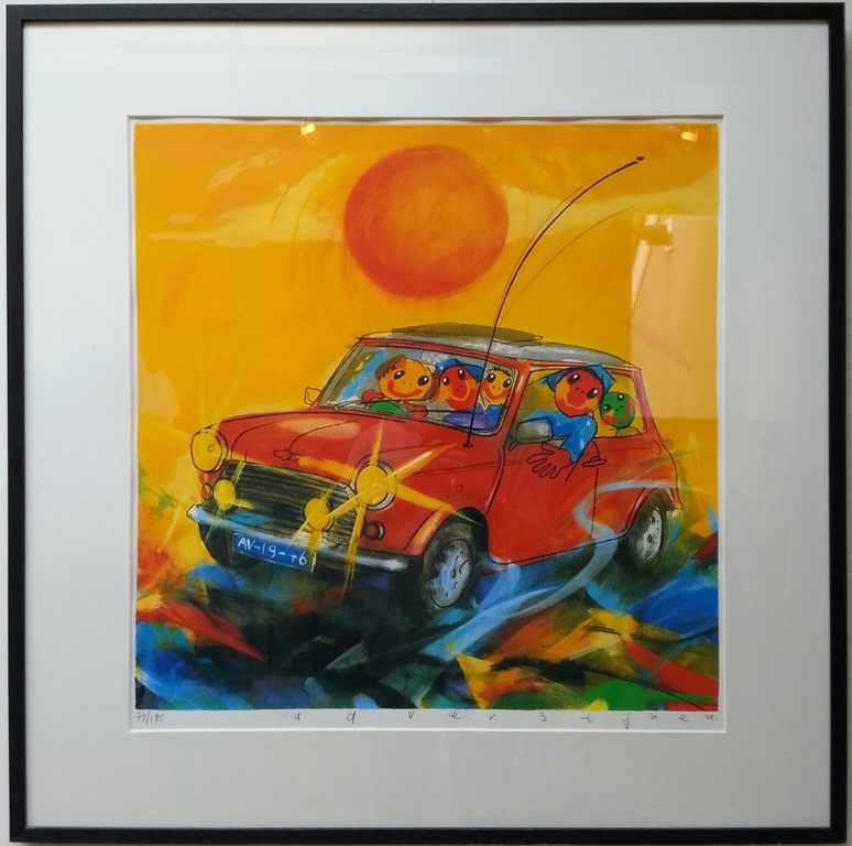 Ad Verstijnen, Zeefdruk op papier in zwarte lijst verkocht voor € 50!