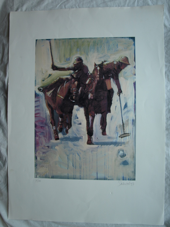 Peter Donkersloot : Litho – Paarden en Polo – gesigneerd - 1997 kopen? Bied vanaf 1!
