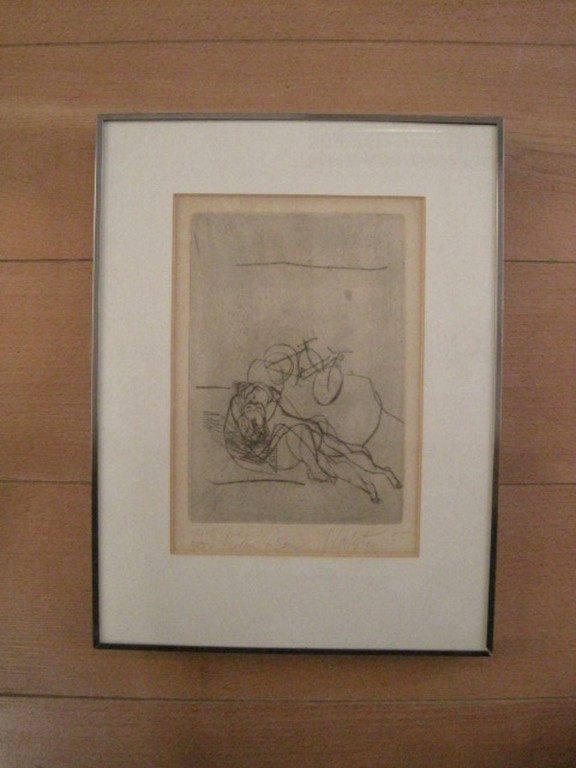 Zeldzame 1/9  Ger Lataster ets "verliefd stel met fiets" gesigneerd 1955  kopen? Bied vanaf 1!