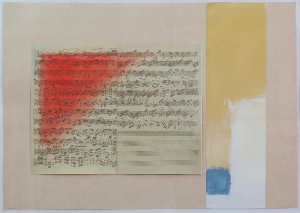 Eugene Brands: Gouache en collage (o.a. muziekpapier), Bach - Ingelijst (Groot) kopen? Bied vanaf 1000!