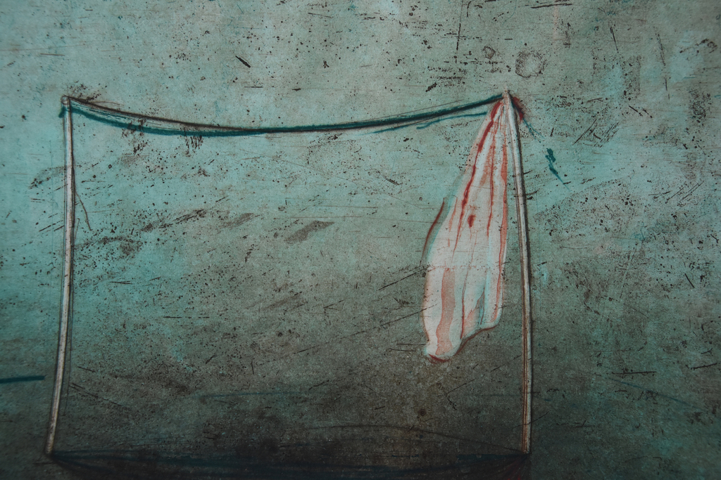 Arthur Stam # WASLIJN met LAKEN # ets, aquatint, drogenaald # 1976, oplage 8 ex. kopen? Bied vanaf 35!